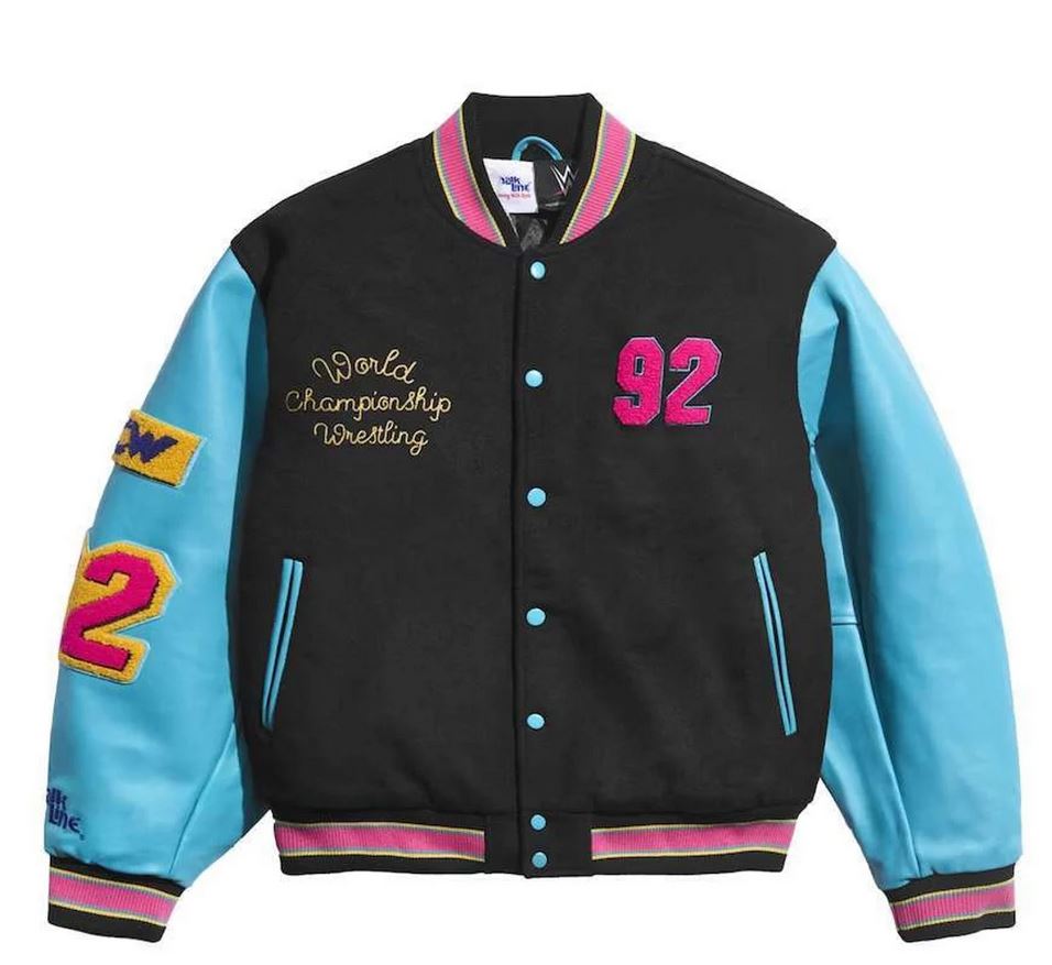 Heren Chalk Line Zwart/Blauw WCW 1992 Leren Varsity Jack