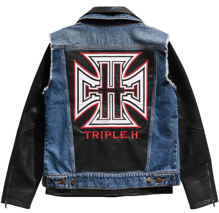 Chaqueta de cuero de mezclilla con diseño de Triple H en color negro y azul Chalk Line para hombre