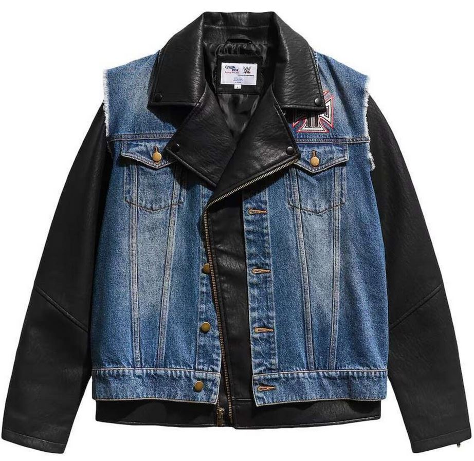 Chaqueta de cuero de mezclilla con diseño de Triple H en color negro y azul Chalk Line para hombre