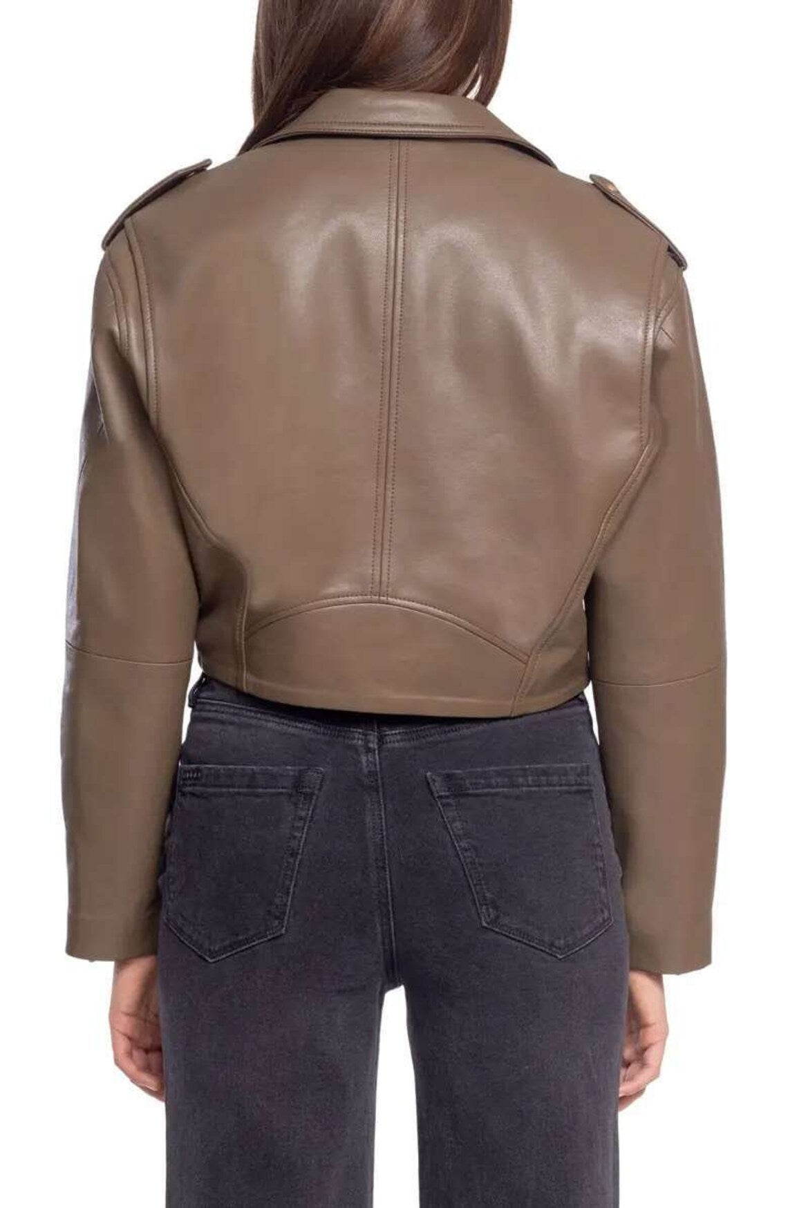 Chaqueta de motociclista de cuero Golden Hour para mujer